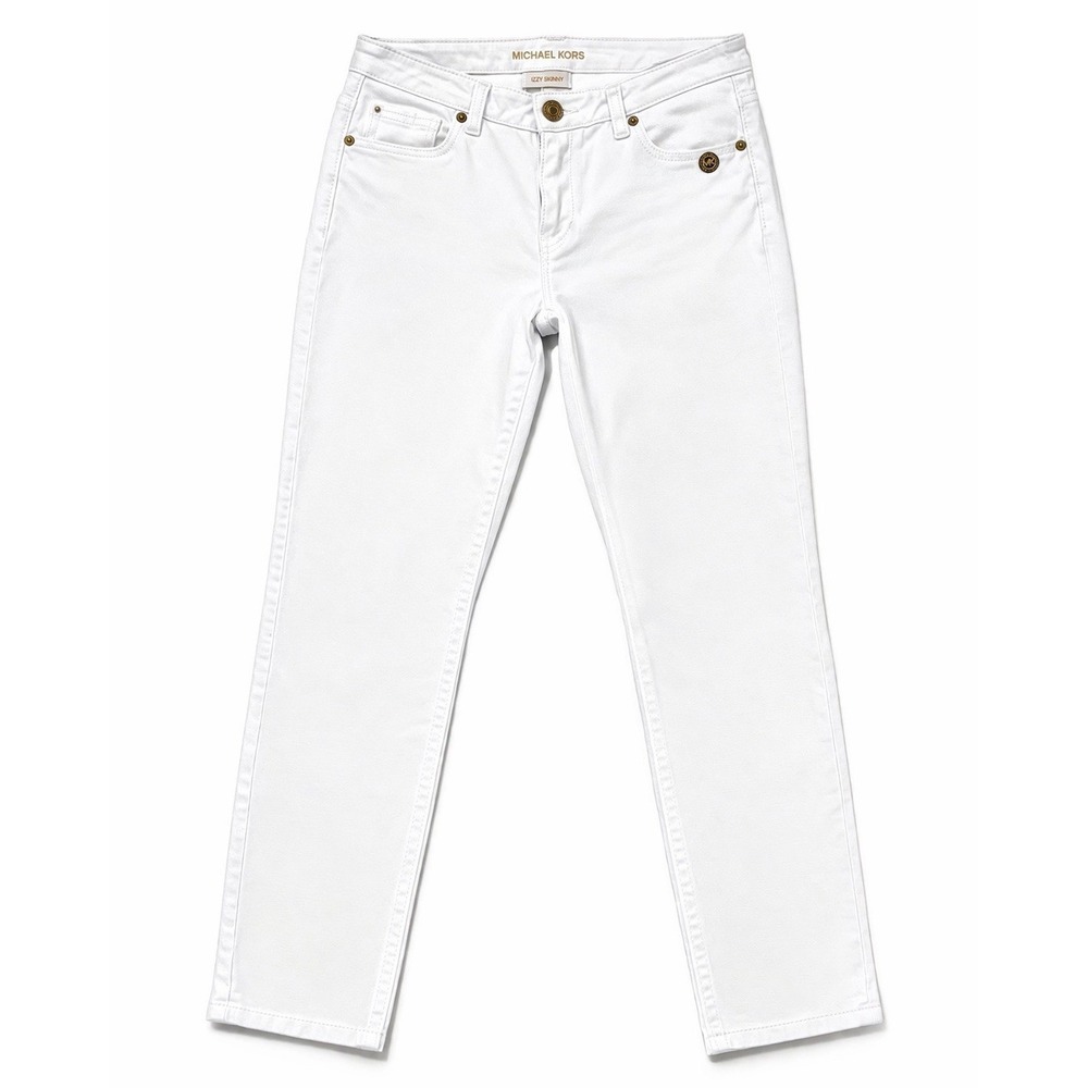MK Michael Kors Izzy Skinny Jeans Women's Size 10 White Stretch Midrise Denim